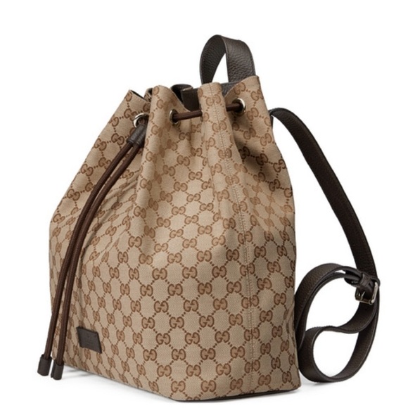 *Rare Find* Gucci GG Drawstring Closure Backpack Brown Canvas - Picture 2 of 8